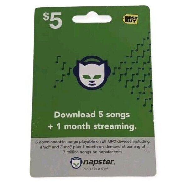 2009 Napster Music Card Download Streaming Best Buy Collectible No Value Green - Picture 1 of 9